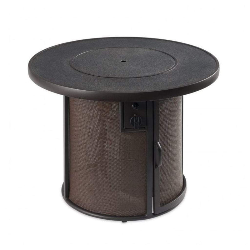 The Outdoor GreatRoom Company Stonefire 31" Round Gas Fire Pit Table with Dora Brown Composite Top