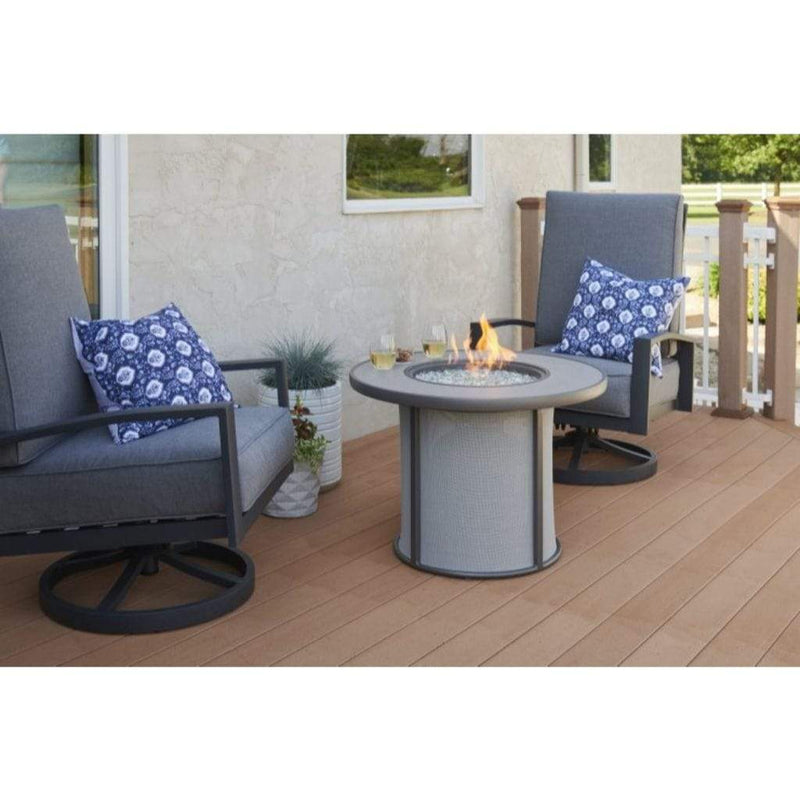 The Outdoor GreatRoom Company Stonefire 31" Round Gas Fire Pit Table with Dora Brown Composite Top