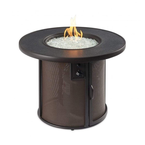 The Outdoor GreatRoom Company Stonefire 31" Round Gas Fire Pit Table with Dora Brown Composite Top