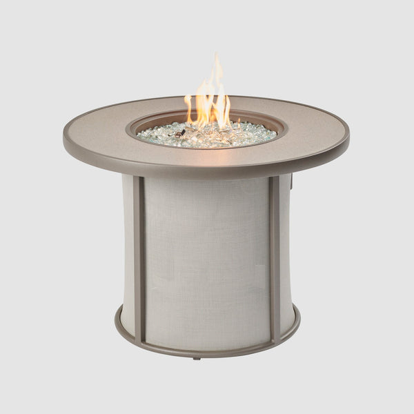 The Outdoor GreatRoom Company Stonefire 31" Grey Round Gas Fire Pit Table with 16" Crystal Fire® Plus Burner