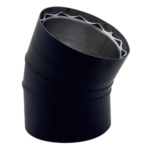 Ventis 6-Inch 30° Fixed Elbow – Double-Wall Black Stove Pipe