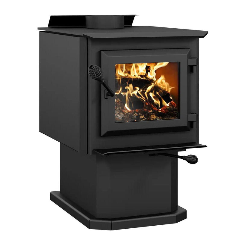 Ventis 20" HES140 Small Black Wood Stove With Pedestal