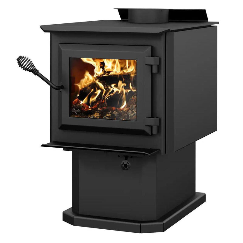 Ventis 20" HES140 Small Black Wood Stove With Pedestal