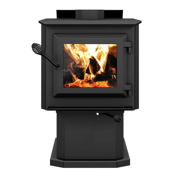 Ventis 20" HES140 Small Black Wood Stove With Pedestal