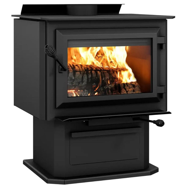 Ventis 27" Large Black Wood Stove With Pedestal HES240