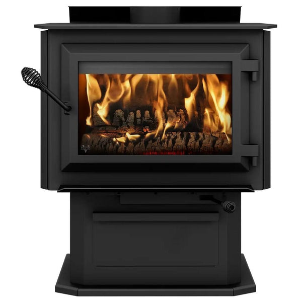 Ventis 27" Large Black Wood Stove With Pedestal HES240