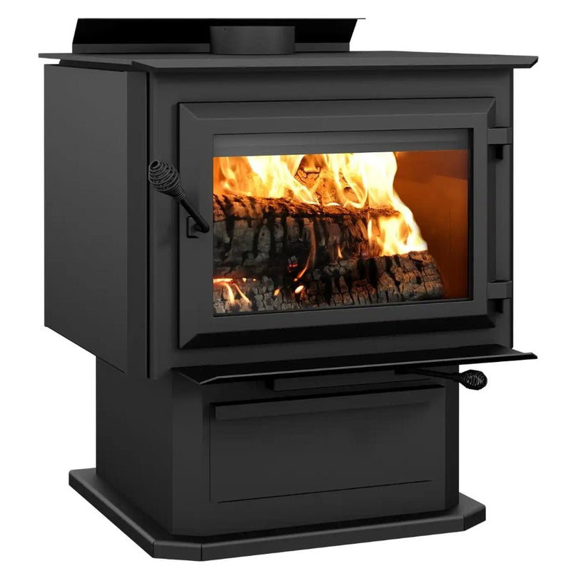 Ventis 29" Extra Large Black Wood Stove With Pedestal HES350