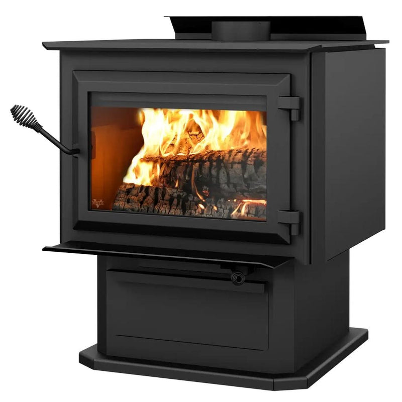 Ventis 29" Extra Large Black Wood Stove With Pedestal HES350