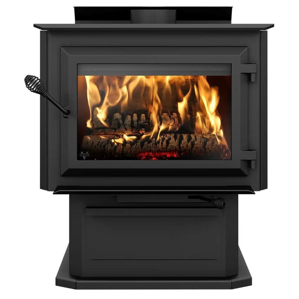 Ventis 29" Extra Large Black Wood Stove With Pedestal HES350