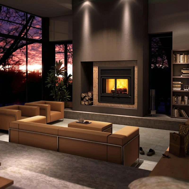 Ventis ME150 40" Black Wood Burning Fireplace with Firescreen Doors