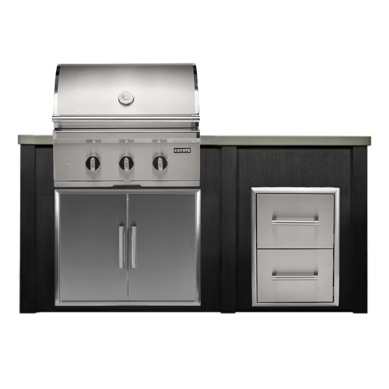 Haven Outdoor 72" Modular Kitchen Island with Coyote 30" Grill & Weather-Resistant Double Drawer