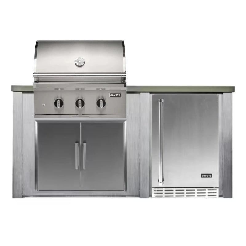 Haven Outdoor 72" Modular Kitchen Island with Coyote 30" Grill & Built-In Refrigerator