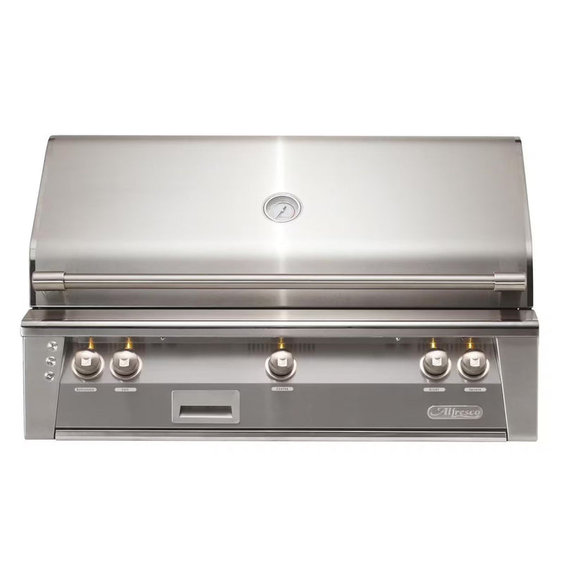 Alfresco 42" Signal Gray Built-In Gas Grill with Rotisserie, Smoker & EZ-Lift Hood

