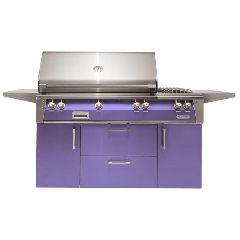 Alfresco Deluxe 56-Inch Stainless Steel Freestanding Gas Grill w/ Rotisserie, Side Burner & Sear Zone