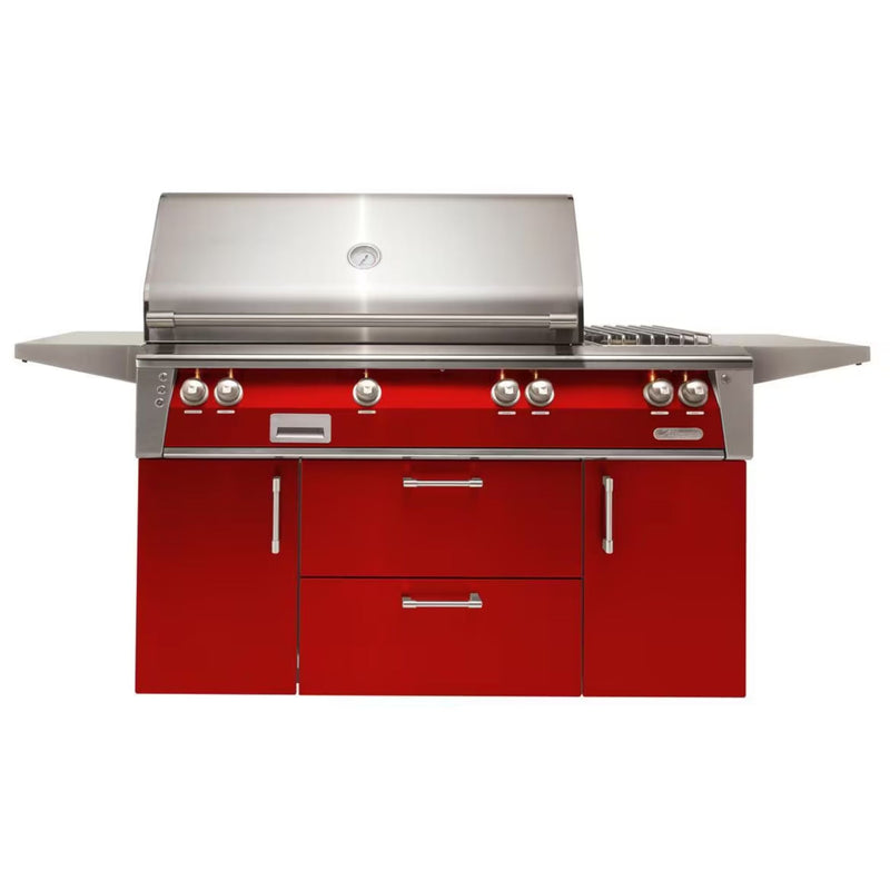 Alfresco Deluxe 56-Inch Stainless Steel Freestanding Gas Grill w/ Rotisserie, Side Burner & Sear Zone