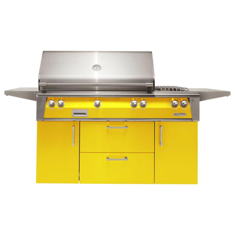 Alfresco Deluxe 56-Inch Stainless Steel Freestanding Gas Grill w/ Rotisserie & Side Burner