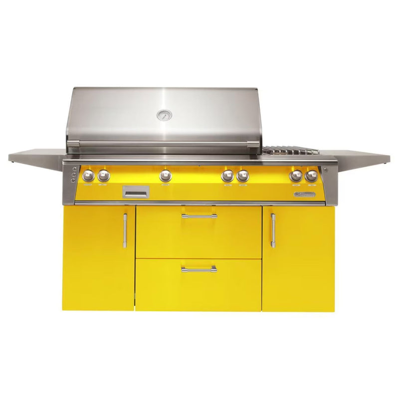 Alfresco Deluxe 56-Inch Stainless Steel Freestanding Gas Grill w/ Rotisserie, Side Burner & Sear Zone