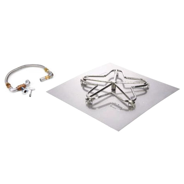 HPC Fire Match Lit Fire Pit Insert – 18" Square Flat SST Torpedo 5 Spoke