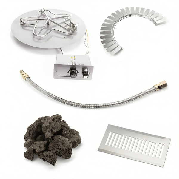 HPC Fire 24" Round Flat Hardscape Kit with Push-Button Ignition & Stainless Steel Burner