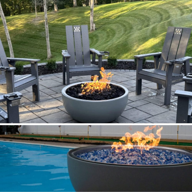 HPC Fire 35" Aluminum Gas Fire Bowl with Hi/Lo Smart Ignition & Torpedo Flame