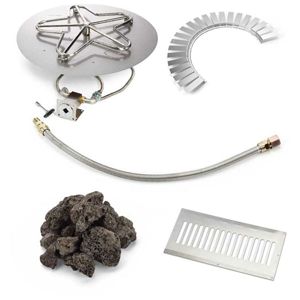 HPC Fire 8" Round Flat Hardscape Kit with MLFPK Burner & Manual Ignition
