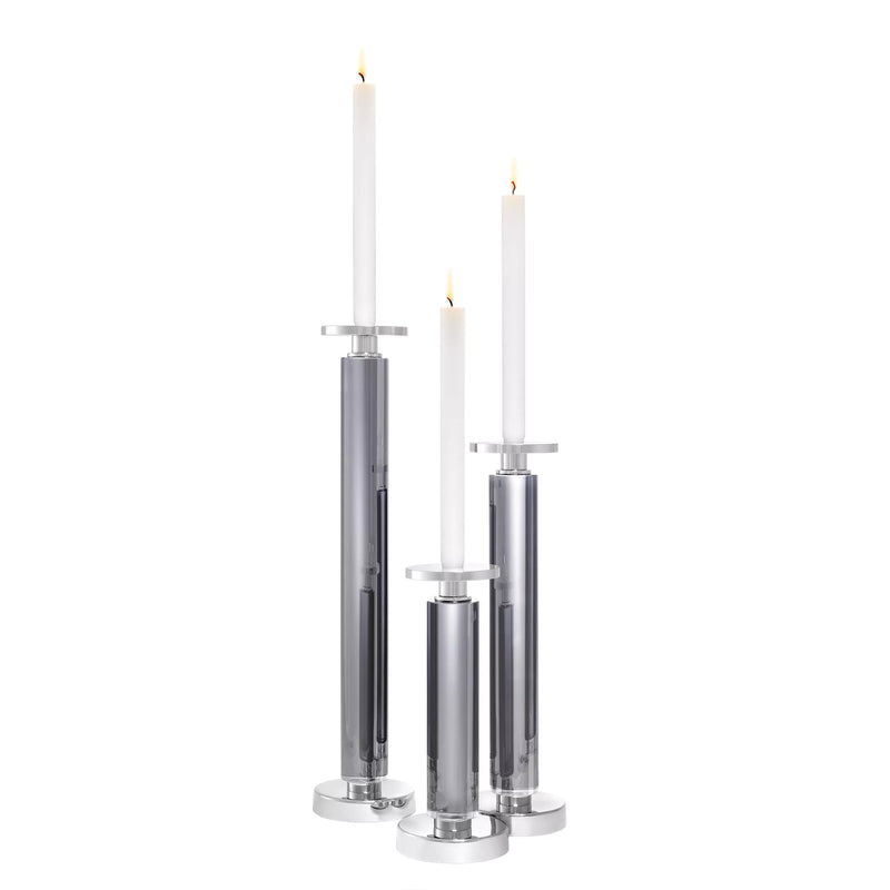 Smoke Crystal Glass Candle Holder (Set of 3) | Eichholtz Chapman