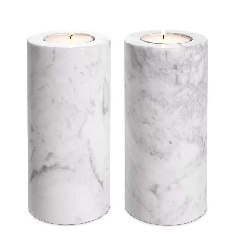 White Marble Tealight Holders (2) | Eichholtz Tobor L