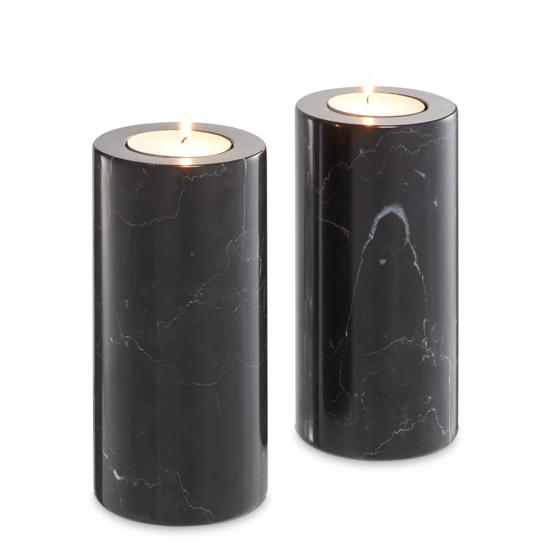 Black Marble Candle Holders (2) | Eichholtz Tobor L