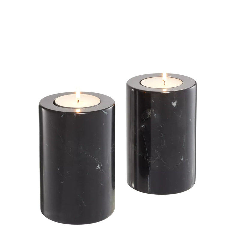 Black Marble Candle Holders (2) | Eichholtz Tobor S