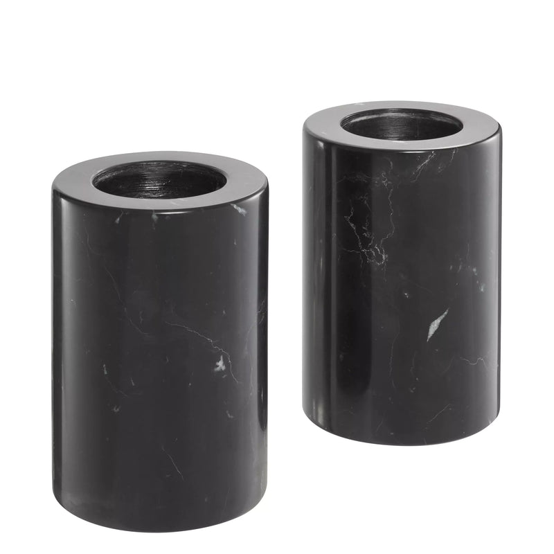 Black Marble Candle Holders (2) | Eichholtz Tobor S