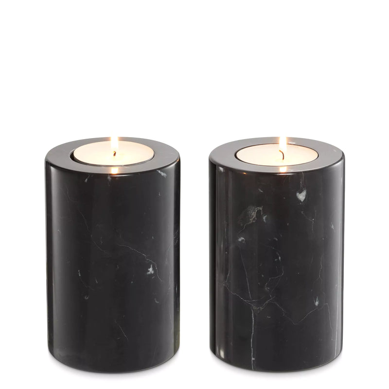 Black Marble Candle Holders (2) | Eichholtz Tobor S