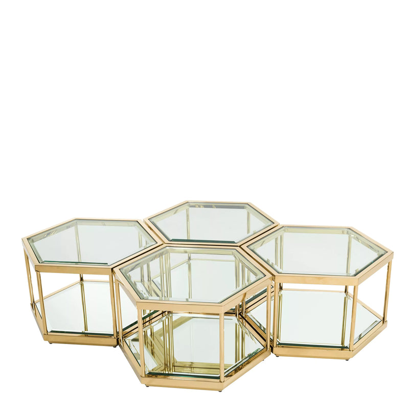Gold Hexagonal Coffee Table Set (4) | Eichholtz Sax