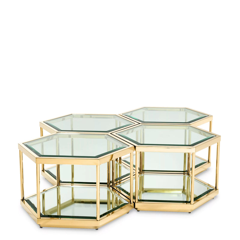 Gold Hexagonal Coffee Table Set (4) | Eichholtz Sax