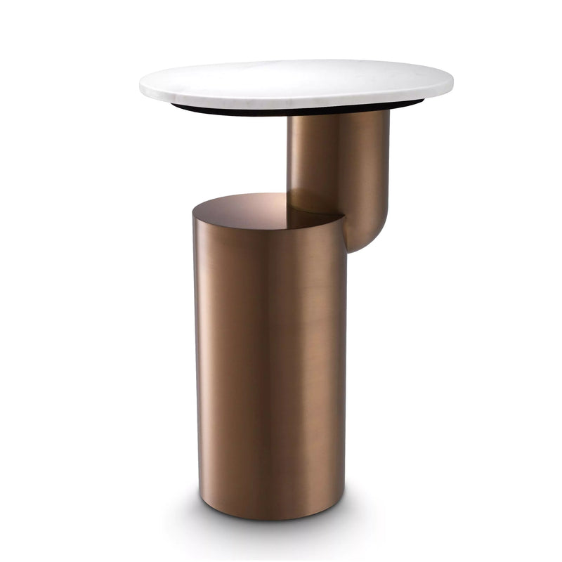 Copper Pedestal Marble Side Table | Eichholtz Tosca