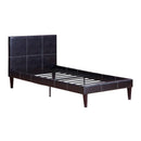 Leather Upholstered Bed With Slats, Brown
