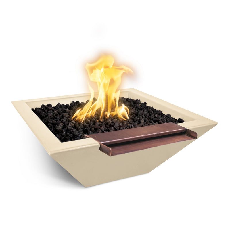 The Outdoor Plus - Maya GFRC Concrete Square Fire & Water Bowl with Wide Spill 24"