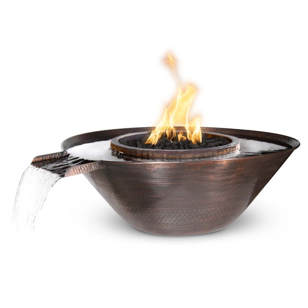 The Outdoor Plus - Remi Hammered Copper Gravity Spill Round Fire & Water Bowl 31"