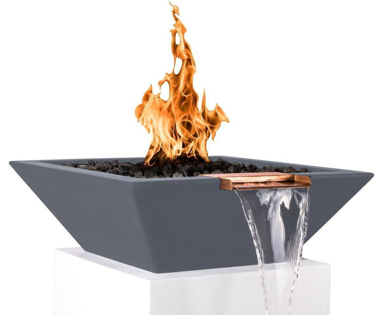 The Outdoor Plus - Maya GFRC Concrete Square Fire & Water Bowl with Wide Spill 36"