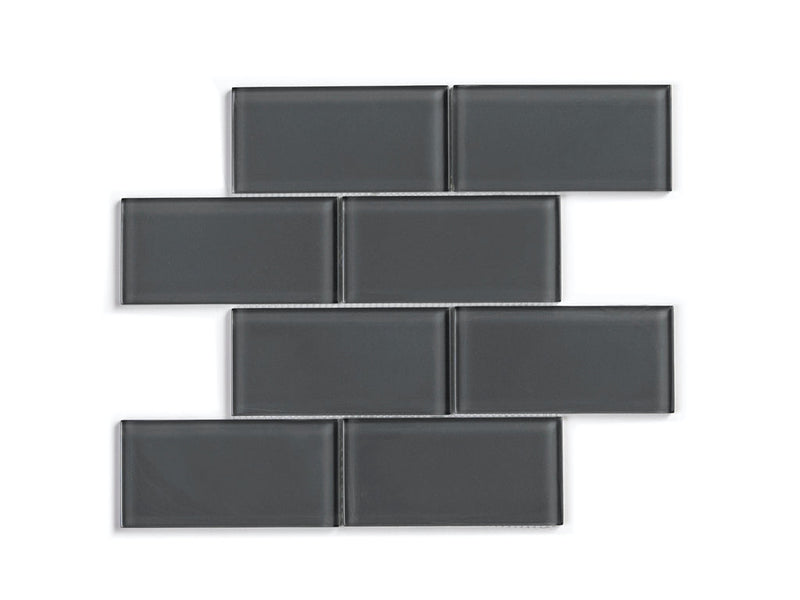 Dark Grey Glass Subway Tile (11-Pack)
