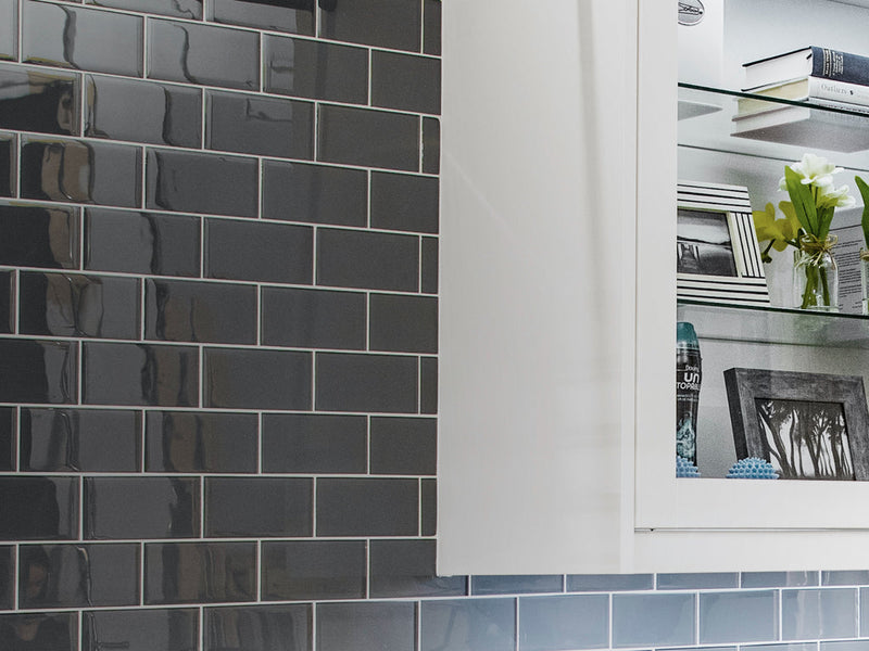 Dark Grey Glass Subway Tile (11-Pack)