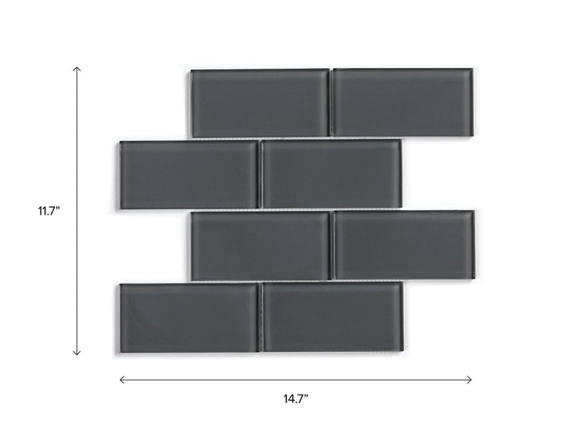Dark Grey Glass Subway Tile (11-Pack)