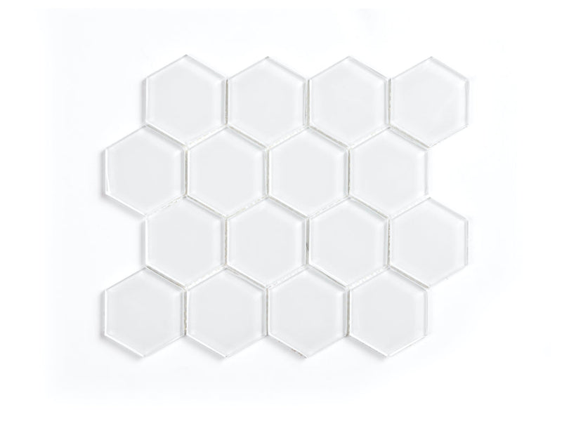 Super White Glass Hexagon Tile (11-Pack)