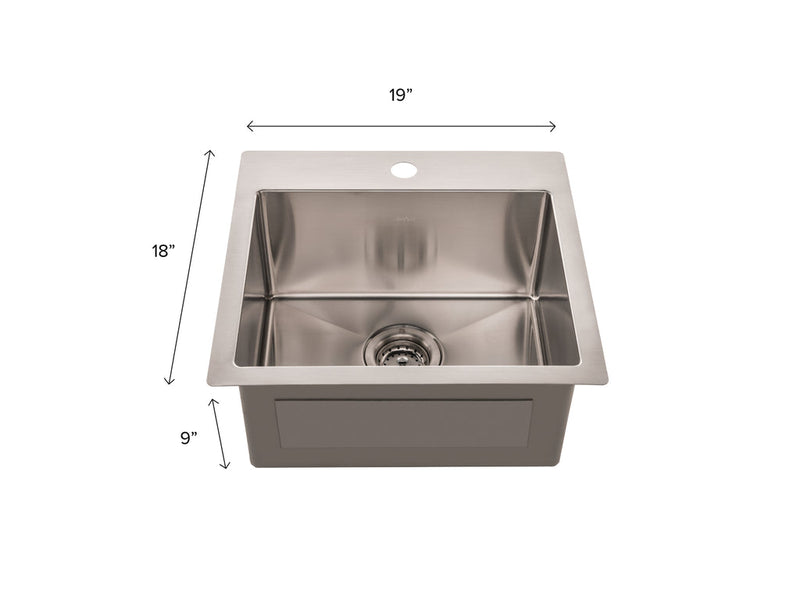 19.5in. 18 Gauge Undermount Single Bowl Stainless Steel Sink