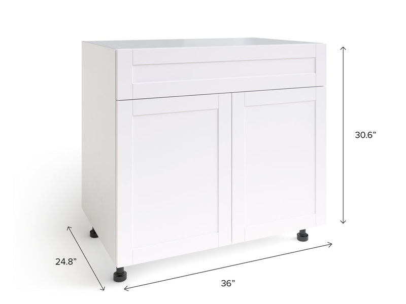 Home White Two Door, Single Drawer Cabinet