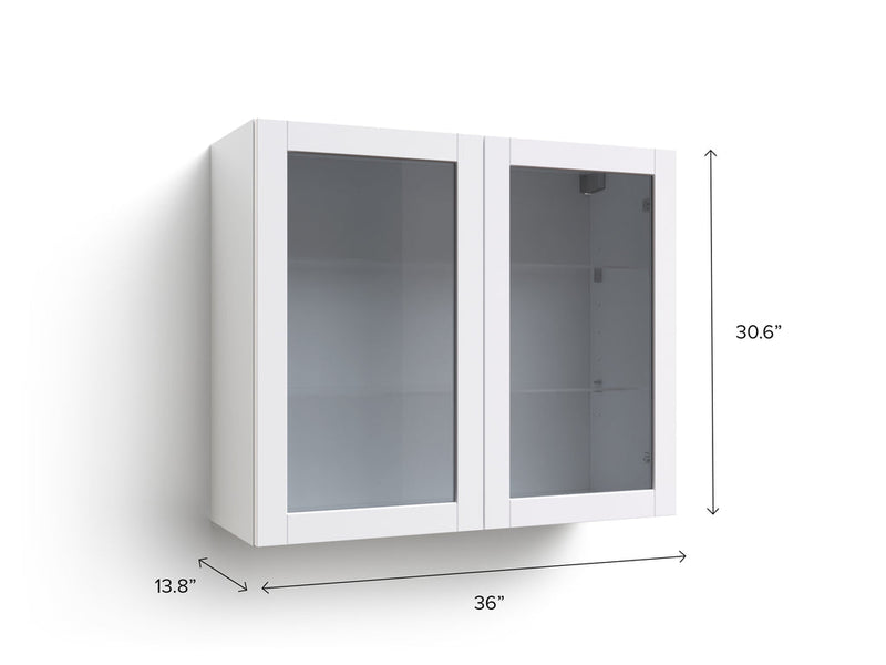 Home Grey Two Glass Door Wall Cabinet