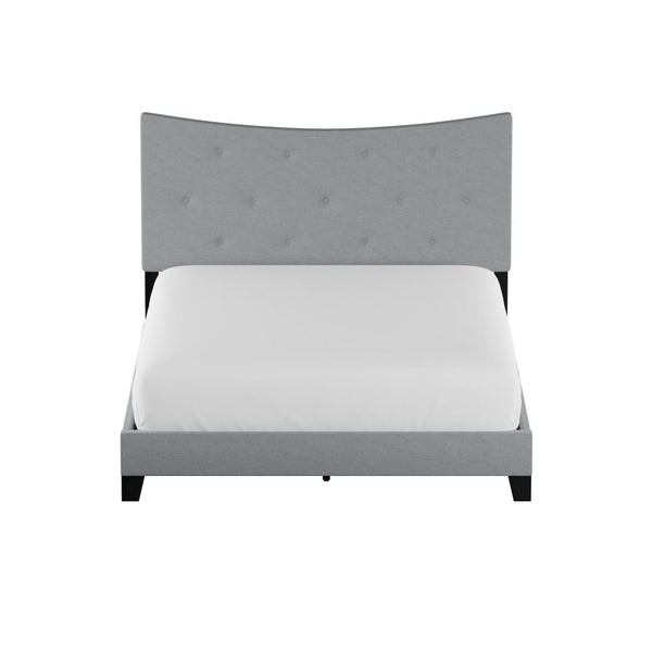Fabric Queen Bed With Concave Arched Button Tufted Headboard, Gray