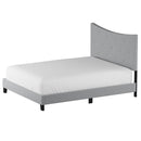 Fabric Queen Bed With Concave Arched Button Tufted Headboard, Gray