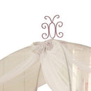 Contemporary Metal Twin Bed With Scrollwork, White And Purple