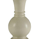 Round Shape Wooden Accent Table With Pedestal Base, Antique White