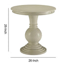 Round Shape Wooden Accent Table With Pedestal Base, Antique White